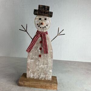 Primitives Handmade Wooden Snowman Holiday‎ Decor